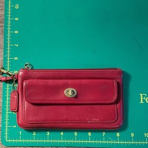 Coach Leather Wristlet with Pocket